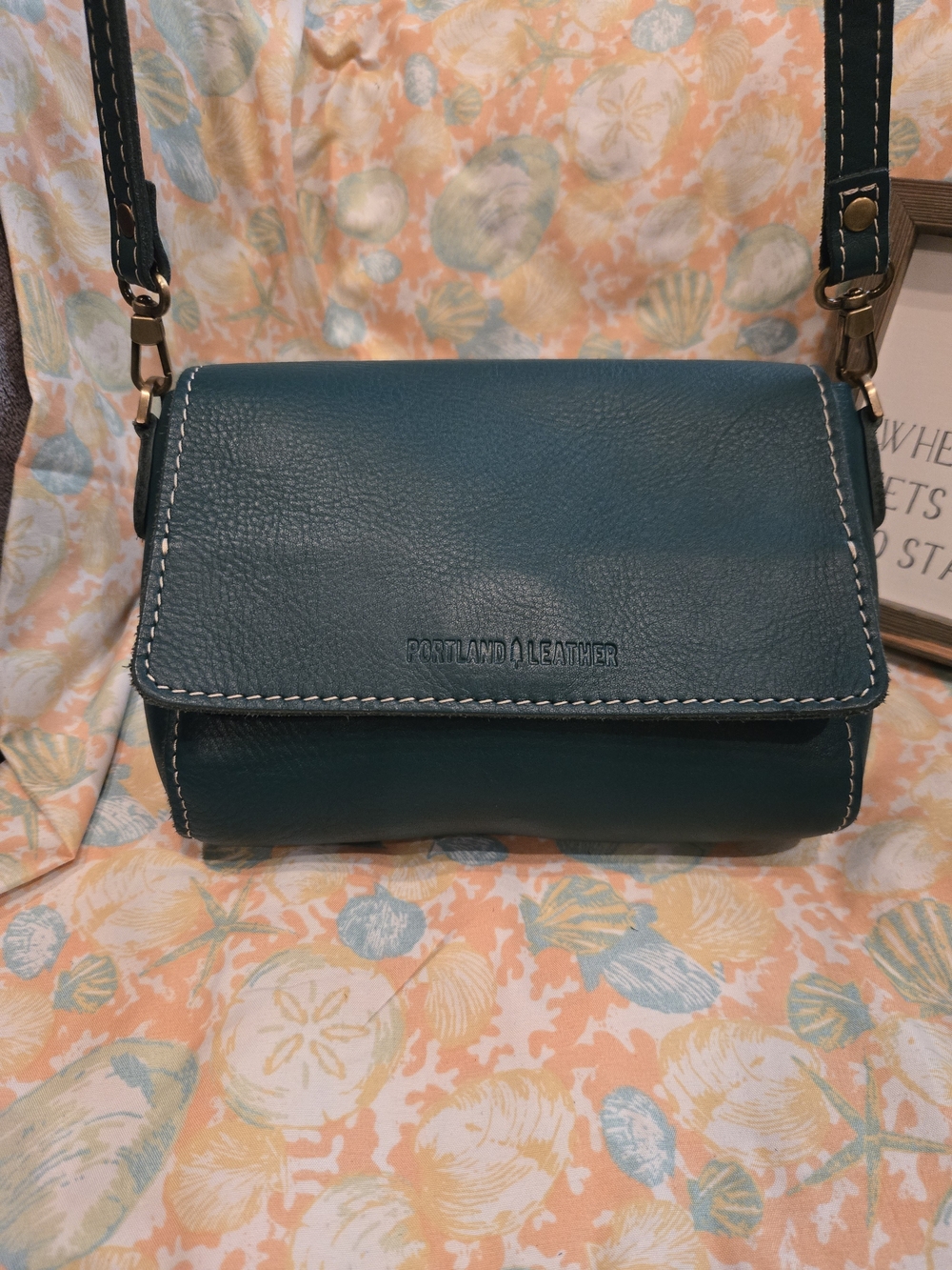 Portland Leather Dark Teal Crossbody Bag. EUC💙💚